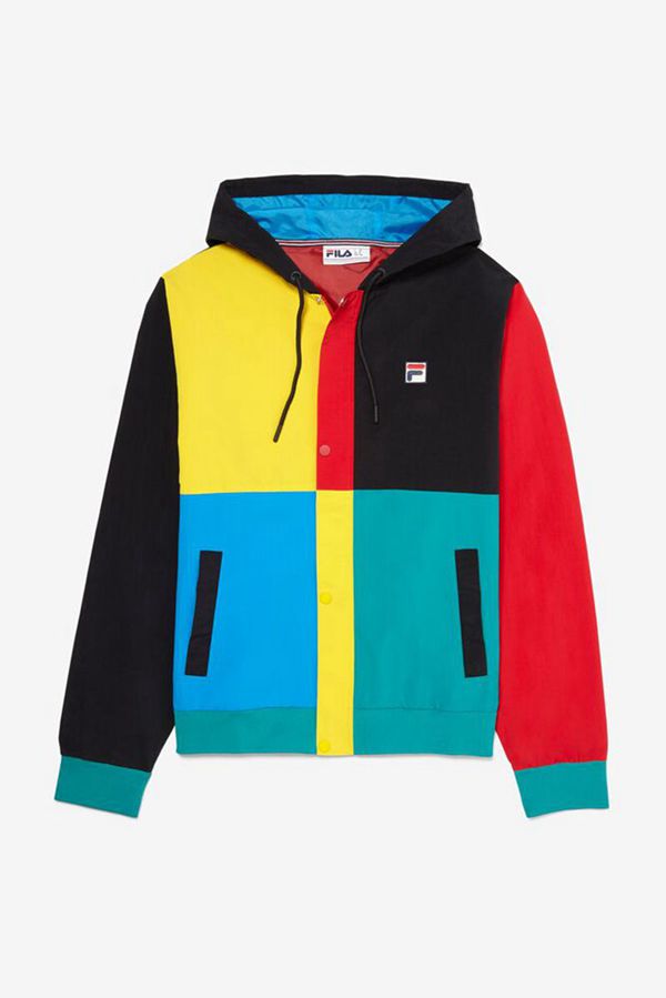 Fila Prentice Wind Men's Jackets - Black/Red,NZ 825-85123